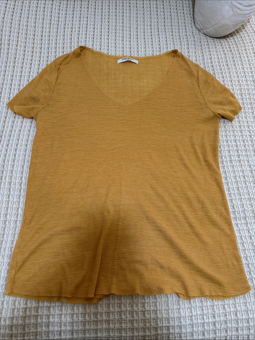 Project Social T Mustard Short Sleeve V-Neck Top